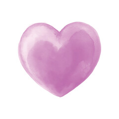 Hand-painted watercolor pink heart isolated on white background