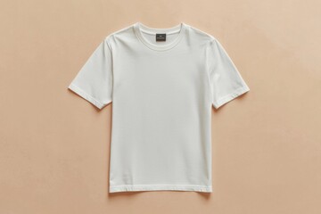 Simple Tshirt Flatlay mockup in beige background created with generative AI