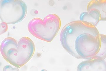 Vibrant Heart-Shaped Bubbles with Transparent Background