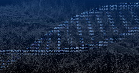 Binary code and numerical data processing over digital landscape image