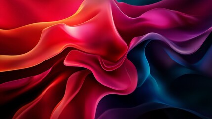 Obraz premium Vibrant abstract background with fluid, colorful waves blending red, pink, purple, and blue hues in a dynamic, flowing design.
