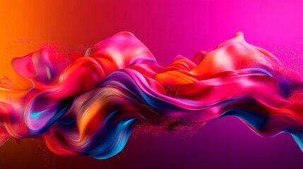 Obraz premium Vivid abstract art featuring flowing colorful waves in shades of pink, orange, and blue, symbolizing creativity and dynamic energy.