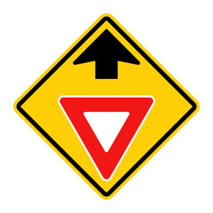 Yield Ahead warning road sign. Vector