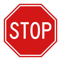 Stop red road sign isolated on white background. Vector