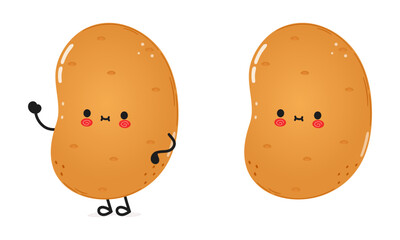 Potato character. Vector hand drawn cartoon kawaii character illustration icon. Isolated on white background. Potato character concept