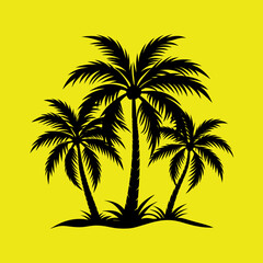 Fototapeta premium Silhouette of Palm Trees Against Yellow Background