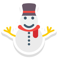 Snowman sticker vector icon in isolated background 