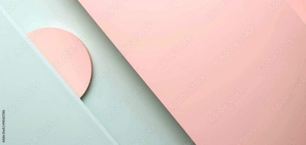 Poster a minimalist abstract design featuring soft pastel colors and geometric shapes, ideal for background