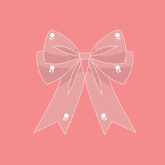 Pink Bow and Ribbon with Pink Background Vector Illustration 