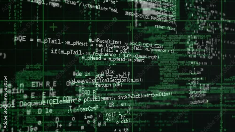 Poster animation of digital data processing over computer servers