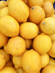 Lemon stack in the supermarket basket