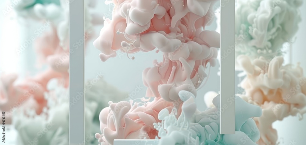 Poster Abstract image of colorful ink swirling in water, creating a mesmerizing pattern. Perfect for artistic and creative projects.