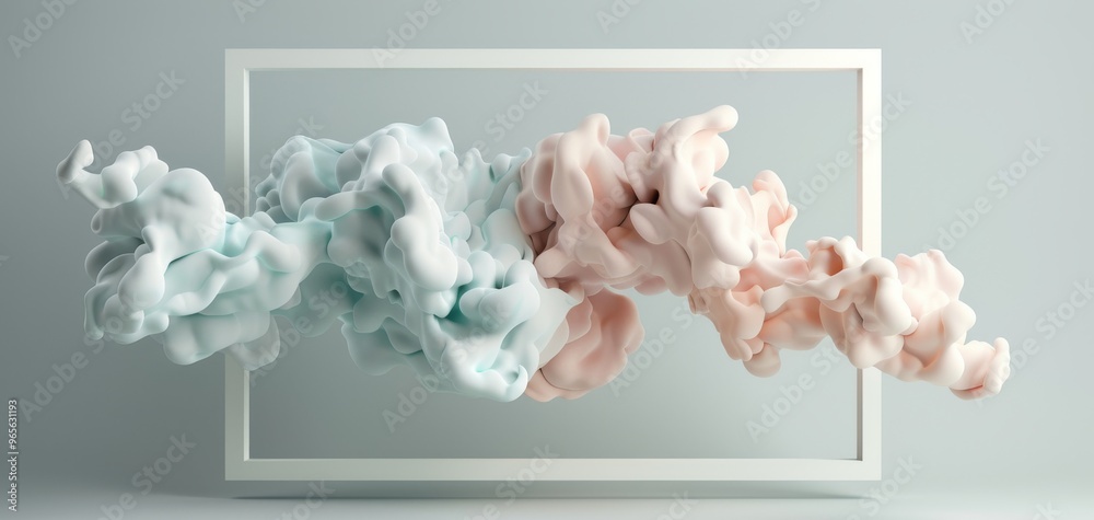 Aufkleber Stylized pastel smoke art floating in a frame, creating a dreamy and serene atmosphere for innovative design projects.