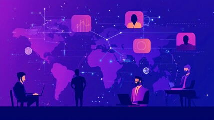 Obraz premium Recruitment management Business concept. Relationship Management with global structure. Human Resources. Management recruitment employment headhunting concept. Human Resource Management concept.