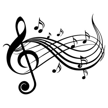 recommend clip art: Collection of musical notes in treble clef staff vector illustration, representing the concept of a musician and musical notes icon.