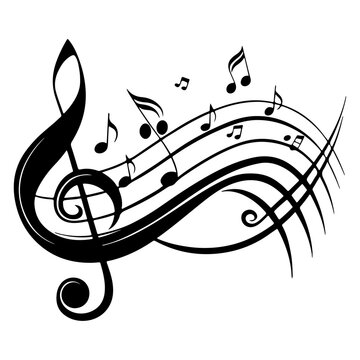 recommend clip art: Collection of musical notes in treble clef staff vector illustration, representing the concept of a musician and musical notes icon.