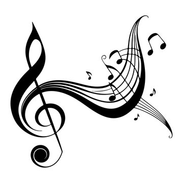 recommend clip art: Collection of musical notes in treble clef staff vector illustration, representing the concept of a musician and musical notes icon.