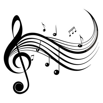 recommend clip art: Collection of musical notes in treble clef staff vector illustration, representing the concept of a musician and musical notes icon.