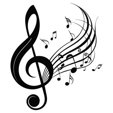 recommend clip art: Collection of musical notes in treble clef staff vector illustration, representing the concept of a musician and musical notes icon.
