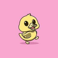 cute little duck walking cartoon