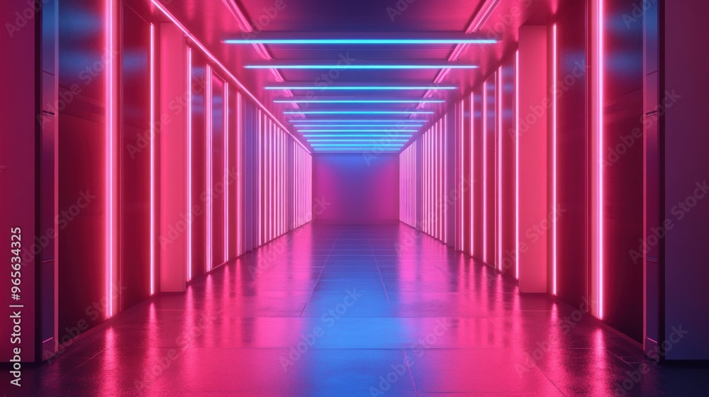 Wall mural neon corridor