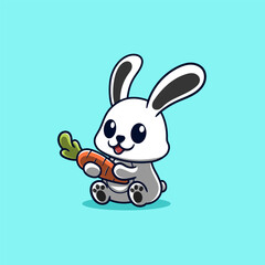 Obraz premium cute rabbit holding carrot cartoon