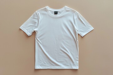 Simple Tshirt Flatlay mockup in beige background created with generative AI