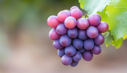 Juicy fresh grapes on a vine, plump and ready to eat, natural and organic presentation