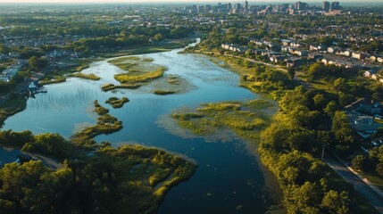 Fototapeta premium A city where citizen science drives local environmental policies, with public engagement,