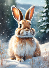 rabbit in winter