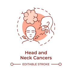Head and neck cancer soft red concept icon. Type of cancer. Throat and larynx oncology. Sore throat symptom. Round shape line illustration. Abstract idea. Graphic design. Easy to use in article