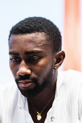 Young black man serious face portrait