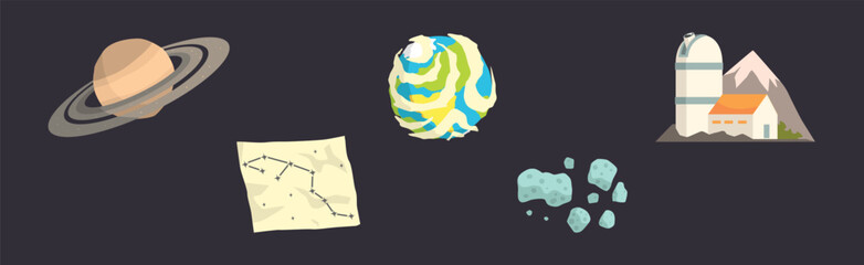Outer Space Object and Planet Vector Set