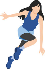 バスケットボールをする女性のイラスト
