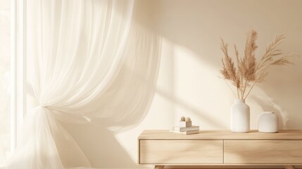 Minimalist Interior Design with Pampas Grass and Natural Light