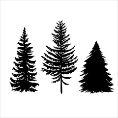 Obraz premium Set of hand draw abstract watercolor trees, vector illustration
