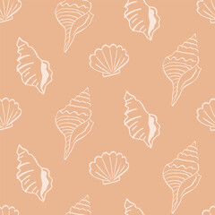 Sea shell seamless pattern. Ocean Seashell Print
