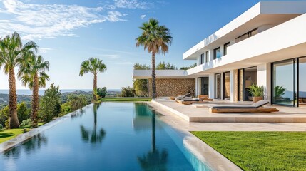 Fototapeta premium Luxury Villa with Infinity Pool and Stunning Ocean View