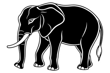 elephant vector silhouette, icon style white background