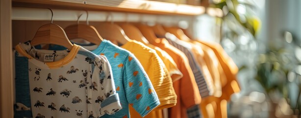 A modern photo of childrens clothing with natural lighting