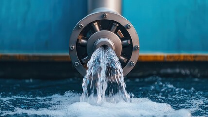 Close-up of a water pump s impeller spinning, moving water through the system, water pump impeller, fluid mechanics