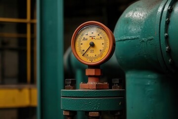 Close-up of a water pump s pressure gauge, showing the water flow rate during operation, water pump pressure gauge, flow control