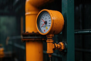 Close-up of a water pump s pressure gauge, showing the water flow rate during operation, water pump pressure gauge, flow control