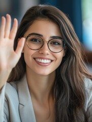 Obraz premium Professional Woman Waving Goodbye