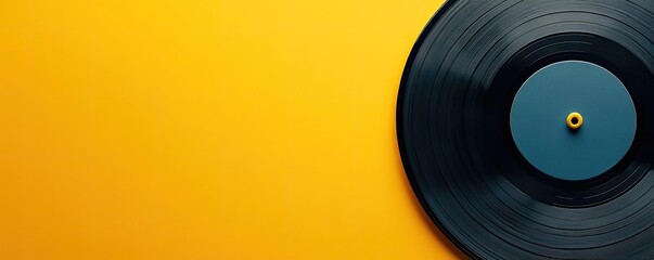 A mockup of a music album cover, placed on a vinyl record sleeve with the record half-visible