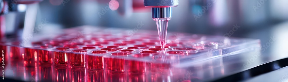 Poster Advanced bioprinting technology creating cellular structures in a clean, sterile laboratory