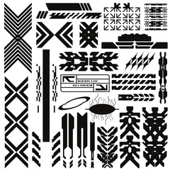 cyberpunk y2k 2000s gaming futuristic icon pattern  set collection template hud for branding fashion t-shirt decoration decals, 2d illustration rendering vector 