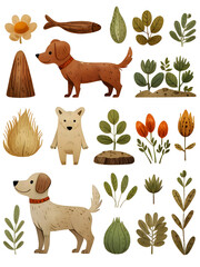 Obraz premium Nursery Dog Animal Illustration Art