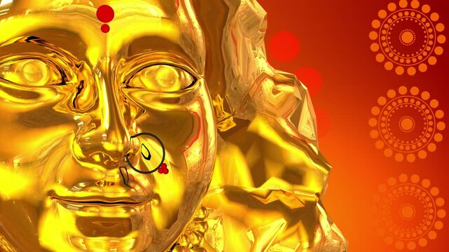 Durga puja festival background design with goddess durga 3D face illustration