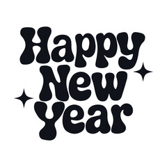 Happy New Year. Lettering. Handwritten New Year's text in retro style.